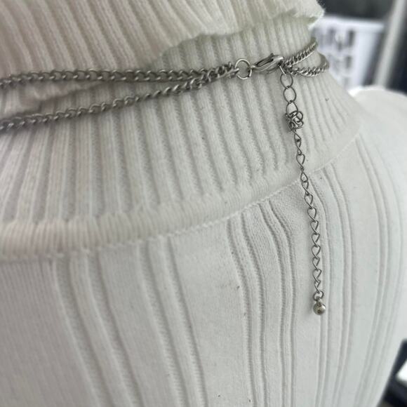 necklace blue faceted beads in silver tone setting tassel chic boho bohemian - Picture 4 of 11